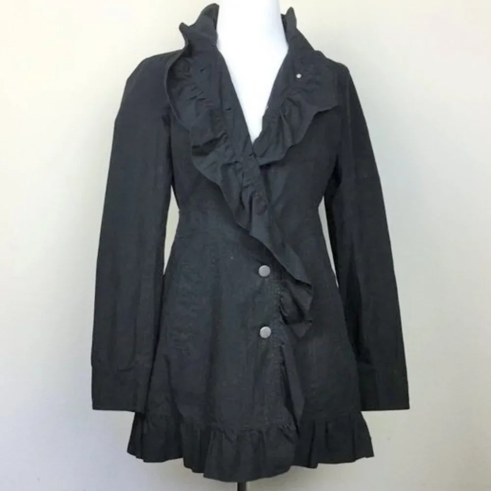 Stella Starr mid length Black Ruffle Jacket M with ruffles - Picture 5 of 7